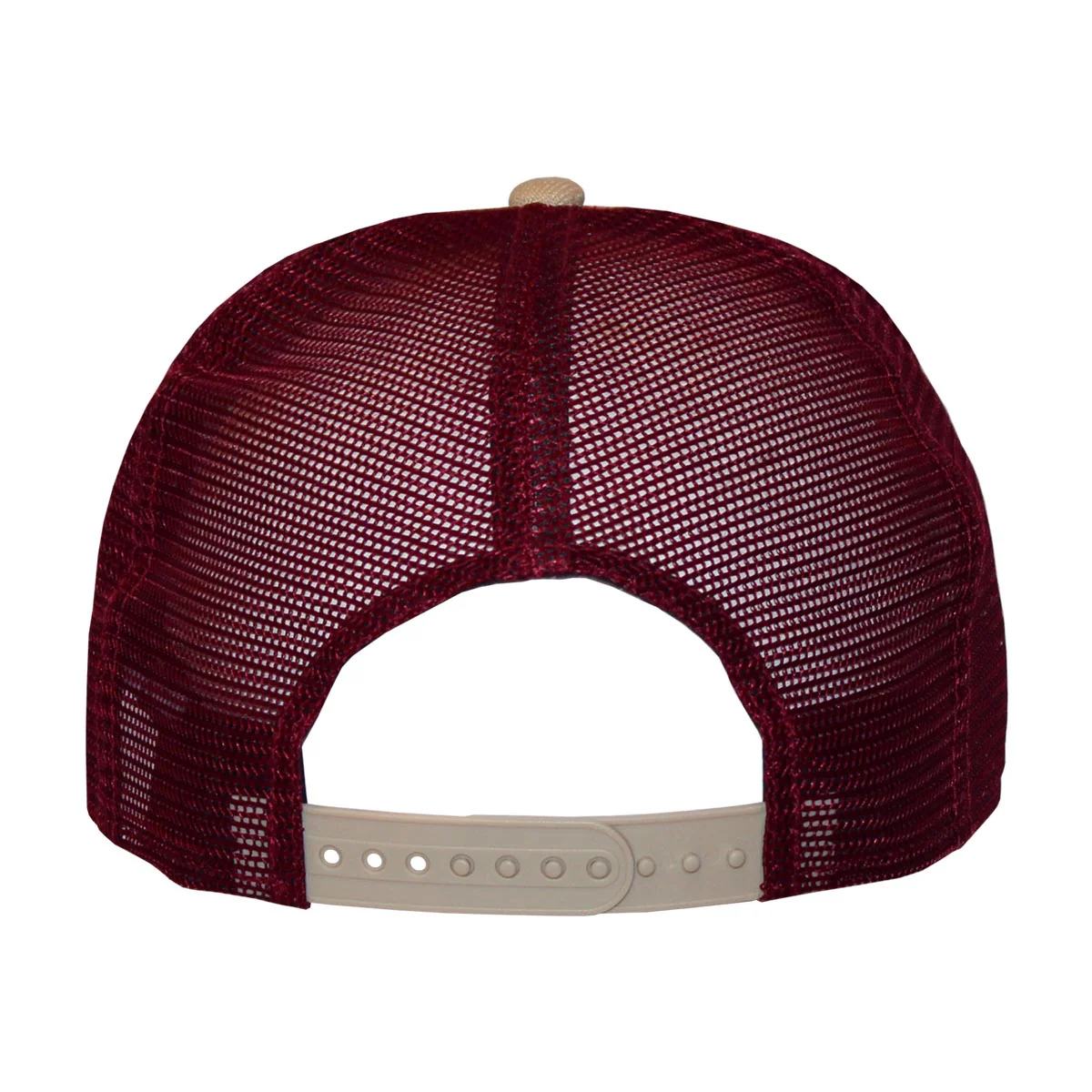 New Era Men's Seminole Logo/Florida State Seminoles Stripe Design 950AF Adjustable Trucker - Ivory/Garnet - MoB Apparel